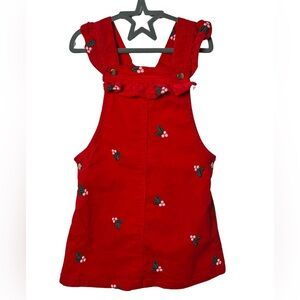 Gillian’s Closet Christmas Dress Jumper Red with Embroidered Mistletoe Size 4T